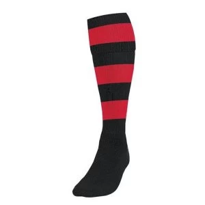 Precision Hooped Football Socks Junior J12-2 Black/Red