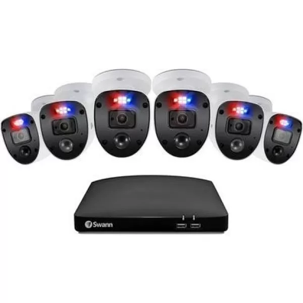 Swann Enforcer 6 Camera 8 Channel DVR Security System Full HD 1080p Smart Home Security Camera - White