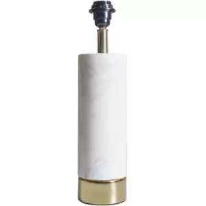 Minisun - White Marble & Brass Cylinder Table Lamp Base - 0