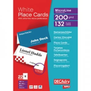 Decadry Perforated Place Cards 200gsm White Pack of 132 DPOCB3713