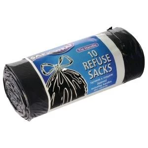 Safewrap Tie Handle Refuse Sacks on a Roll Black Pack of 40 0447