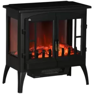 HOMCOM Freestanding Electric Fireplace Heater in Black, black