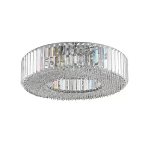 Contemporary Ceiling 6 Light Crystal, Metal & Crystal