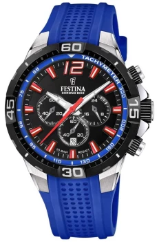 Festina F20523-1 Mens Chrono Bike Blue Rubber Strap Wristwatch Colour - Black