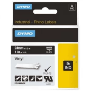 Dymo 1805432 White on Black Vinyl Labels 24mm x 5.5m