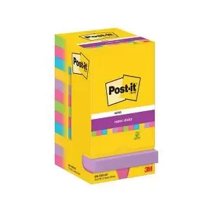 Post-it Super Sticky Notes 76x76mm 90 Sheets Assorted Pack of 12