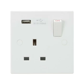 13A 1G Switched Socket with USB Charger 5V DC 2.1A - Knightsbridge