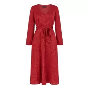 Mela London Red Satin Dash Print Midi Dress - Red