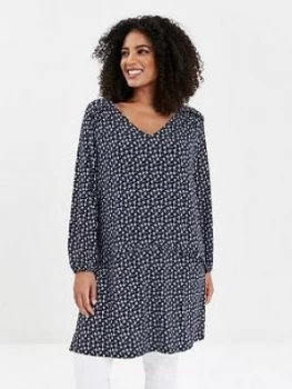 Evans Navy Floral Spot Swing Tunic