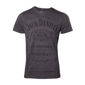 Jack Daniels - Classic Logo Mens Small T-Shirt - Grey