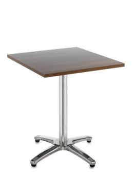 Roma Square Table With 4 Leg Chrome Base 700mm - Walnut