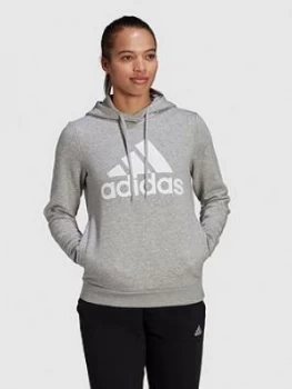 adidas Big Logo Hoodie - Grey, Medium Grey Heather, Size L, Women