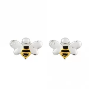 Recycled Silver & Gold Plated Bee Stud Earrings E6156