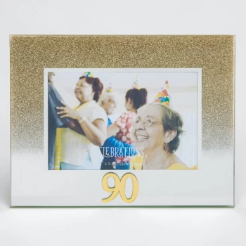 5" x 3.5" Gold Glitter Glass Birthday Frame - 90
