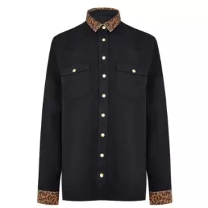 Biba BIBA Leopard Collar Denim Shirt - Black