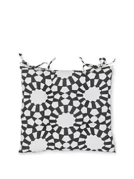 Catherine Lansfield Kaleidoscope Geo Indoor/ Outdoor Pack Of 2 Seat Pads Black And White