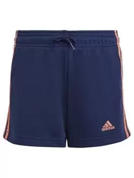 adidas Sportswear Junior Girls Essentials 3 Stripe Shorts - Blue Size 7-8 Years