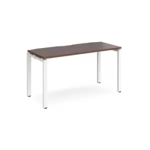 Bench Desk Single Person Starter Rectangular Desk 1400mm Walnut Tops With White Frames 600mm Depth Adapt