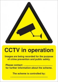 Extra Value A5 PVC DPA Compliant Warning Sign - CCTV