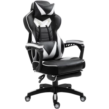 Vinsetto - Gaming Chair Ergonomic Reclining Manual Footrest 5 Wheels Stylish White