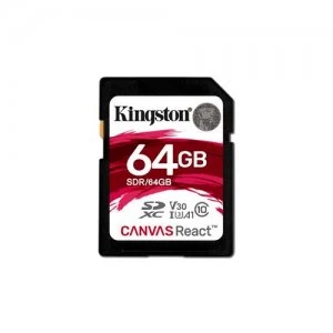 Kingston Technology SD Canvas React memory card 64GB SDXC Class 10 UHS-I