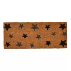 Astley 25x60cm Charcoal Stars Natural Printed, PVC Backed Coir Mat