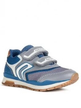 Geox Boys Pavel Strap Trainers - Grey/Blue, Grey/Blue, Size 10 Younger