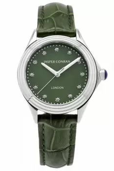 Ladies Jasper Conran London 32mm Watch with a Green Dial and a Green Leather strap J1L1020105