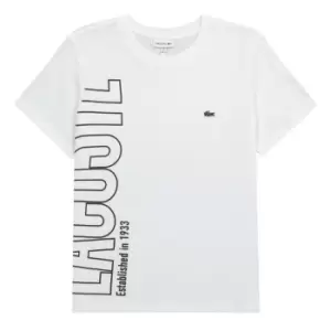 Kids' Lacoste Oversized Logo Cotton Jersey T-Shirt Size 14 yrs White