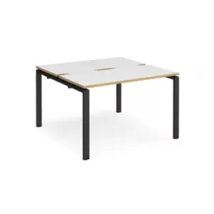 Bench Desk 2 Person Starter Rectangular Desks 1200mm White/Oak Tops With Black Frames 1200mm Depth Adapt