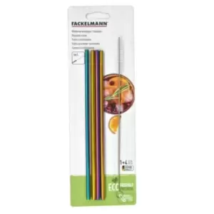 Fackelmann Stainless Steel Straw Set 4 Rainbow Straight