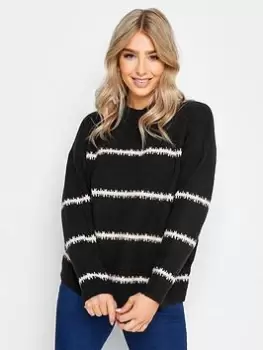M&Co Black Blurred Stripe Jumper, Black, Size 18-20, Women