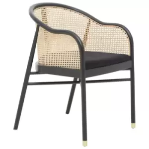 Olivia's Cali Cane Curved Rattan And Birchwood Dining Chair Black
