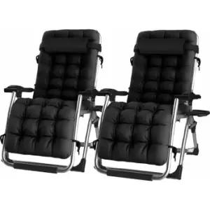 Luxury Recliner Extra Wide Gravity chairs with cup holder - Black 4 Chairs