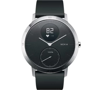 WITHINGS Steel HR Smartwatch - Black, Silicone Strap, 40 mm