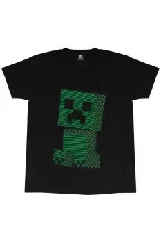 Minecraft Boys Creeper Lines T-Shirt (5-6 Years) (Black)