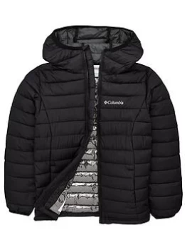Columbia Powder Lite Boys Hooded Jacket - Black, Size M=11-12 Years