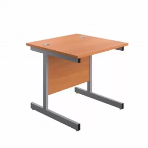 800 X 800 Single Upright Rectangular Desk Beech-Silver