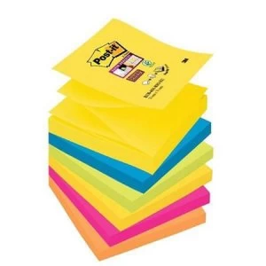 Post-It Super Sticky Z-Note 76mm x 76mm Note Pad Rio - Assorted Colours Pack of 12