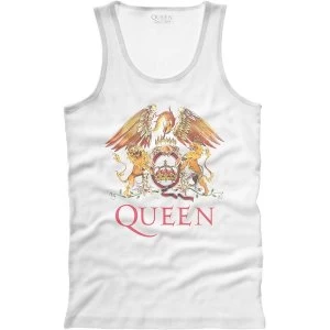Queen - Classic Crest Mens Small T-Shirt Vest - White