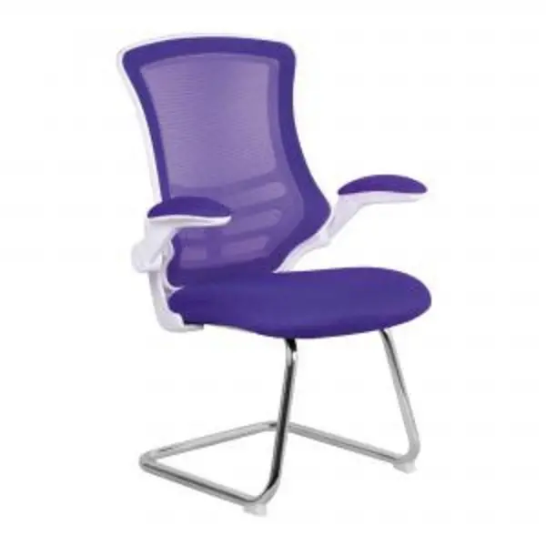 Luna Designer Medium Back Mesh Cantilever Chair with White Shell, NTDSBCML1302VWHPL