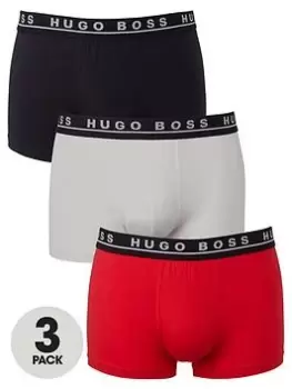 BOSS 3 Pack of Bodywear Trunks - White, Navy/Red/White, Size S, Men
