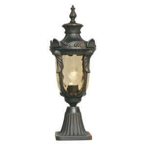 1 Light Medium Outdoor Pedestal Lantern Old Bronze IP44, E27