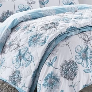 Catherine Lansfield Banbury Floral Bedspread - Blue