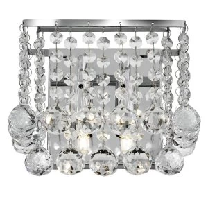 Indoor Square Wall 2 Light Chrome with Crystals, G9