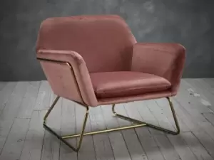 LPD Charles Vintage Pink Velvet Upholstered Fabric Armchair