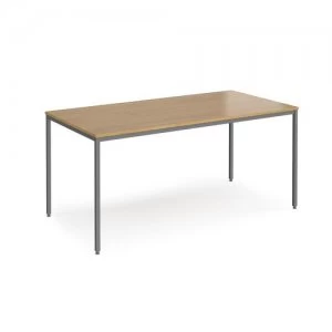 Rectangular flexi table with graphite frame 1600mm x 800mm - oak