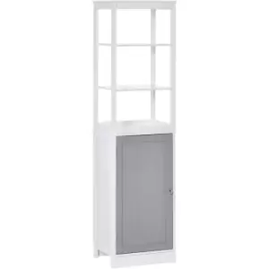 Bathroom Tall Storage Cabinet Organizer Tower w/ Door Shelves - Kleankin