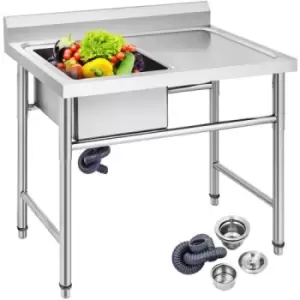 VEVOR VEVOR Handmade Sink Non-magnetic Stainless Steel Kitchen Sink Hand Made 1 Compartment 16 x 15.5 x 10" Capacity Huge Tub Sink with Right Hand Pla