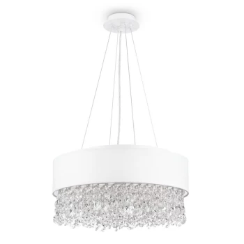 Manfred Ceiling Lamp White & Crystal, 6 Light, E14